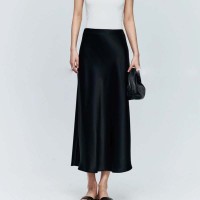 Water-wave-patterned Midi Skirt