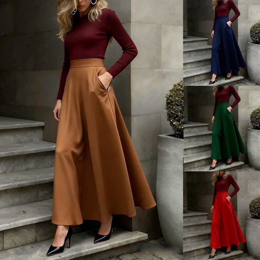 Elegant Solid-Color Skirt For Women
