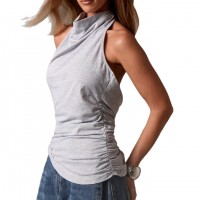 Womens Stylish Sexy Sleeveless Form-fitting Halterneck Tank Top