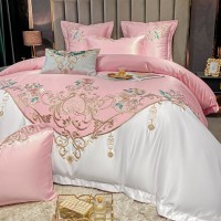 European Champagne Flower Embroidery Four-piece Luxury Bedding Set European Champagne Flower Embroidery Four-piece Luxury Bedding Set