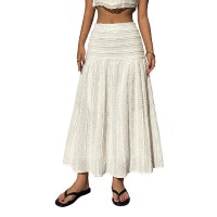 Womens Fashion Casual Solid-Color Skirt With Elastic Waist