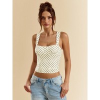 Polka-dot Printed Underwire Camisole For Parties And Dates