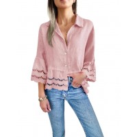 Lace-trimmed Shirt With Flared Lace Detailing At The Cuffs Lace-trimmed Shirt With Flared Lace Detailing At The Cuffs