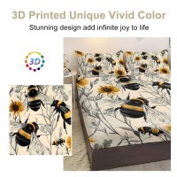 3PCS Botanical Floral Printed Bed Fitted Sheet Set, Yellow Bedding Set, Cute Bee,1 Fitted Sheet, 2 Pillow Cases 3PCS Botanical Floral Printed Bed Fitted Sheet Set, Yellow Bedding Set, Cute Bee,1 Fitted Sheet, 2 Pillow Cases